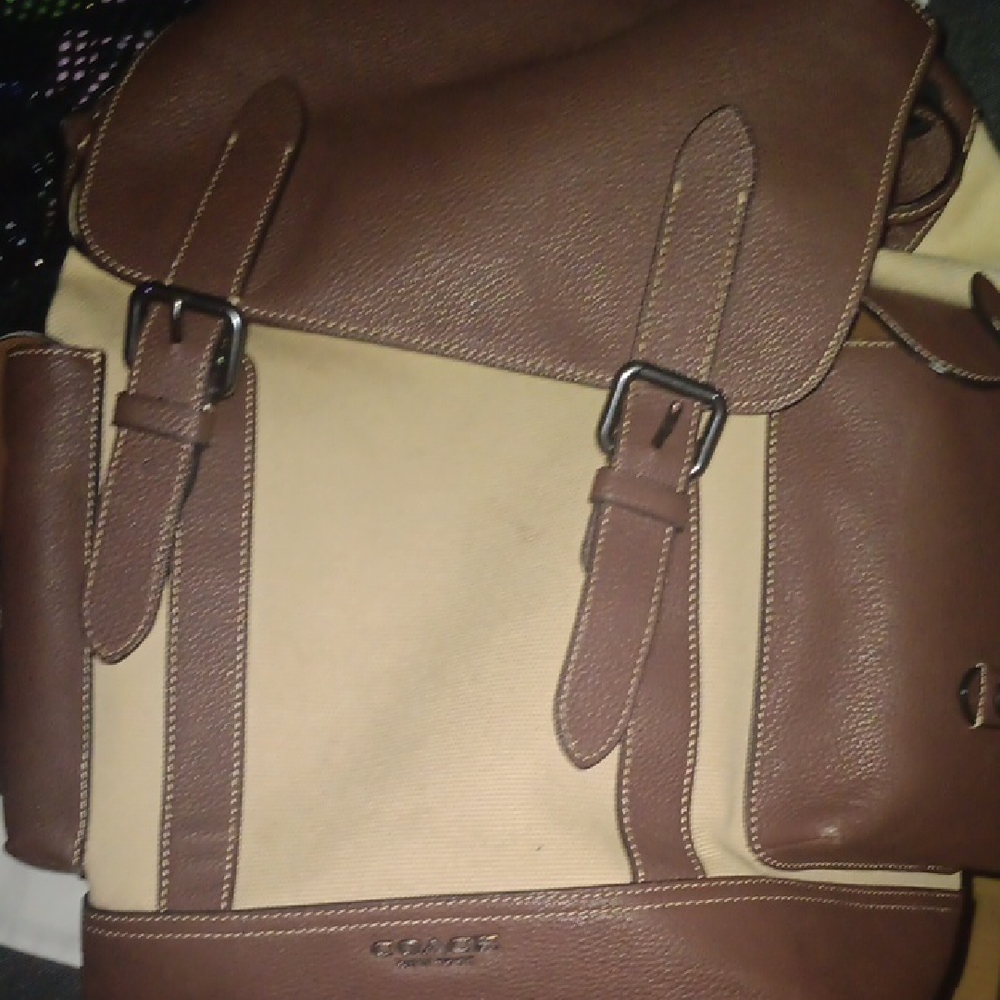 Coach Brown and Cream Men's Backpack